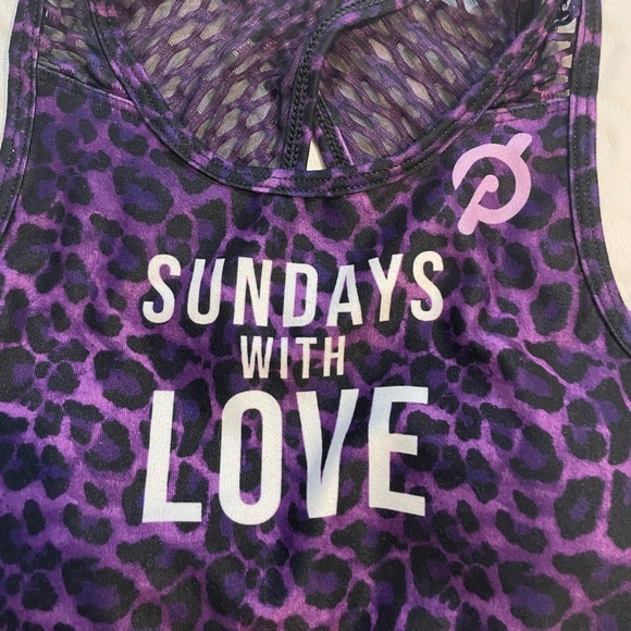 Peloton Wear It To Heart High Neck Sports Bra XS Purple Cheetah Print Mesh Back - Picture 2 of 8